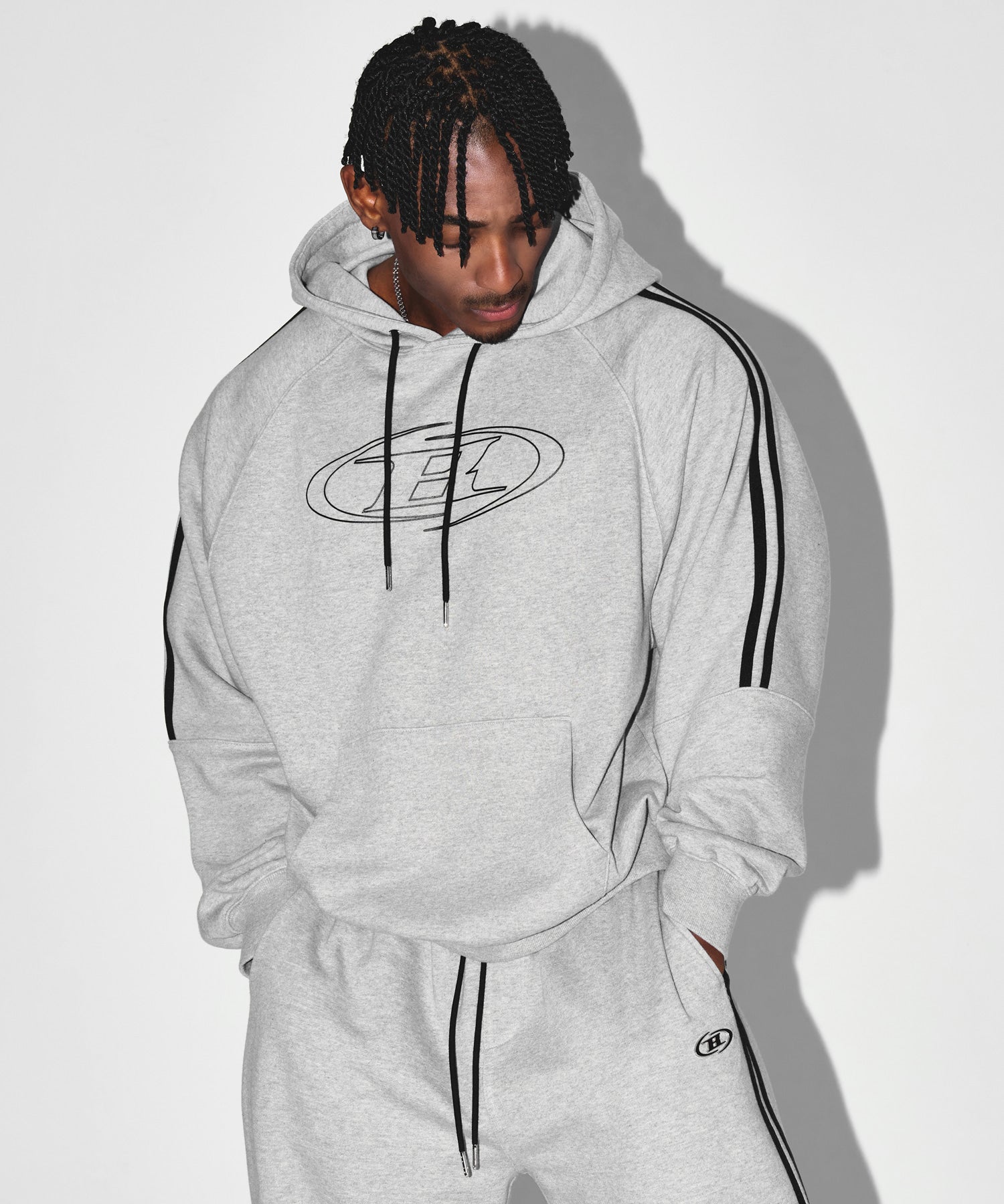 STROKE B TRACK LINE HOODIE [MELANGE GREY] Main image