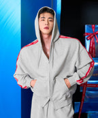 CHROME B RED LINE HOODIE ZIP-UP [MELANGE GRAY]