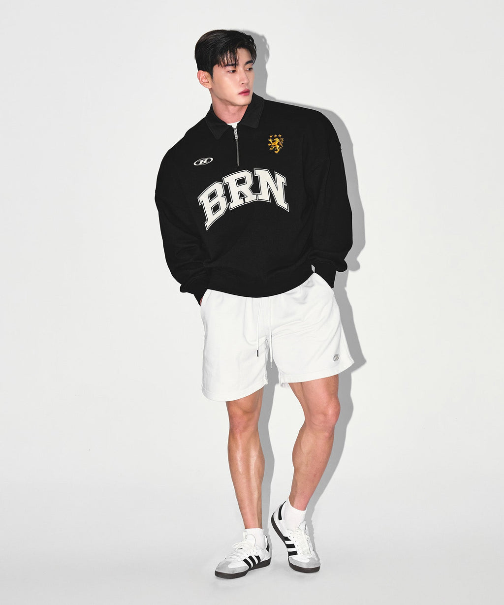 BRN ARCH HALF ZIP UP SWEATSHIRTS [BLACK]