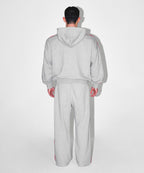 CHROME B RED LINE HOODIE ZIP-UP [MELANGE GRAY]