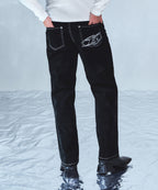 VELVET STRAIGHT DENIM PANTS