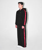 CHROME B RED LINE SEMI WIDE PANTS [BLACK]
