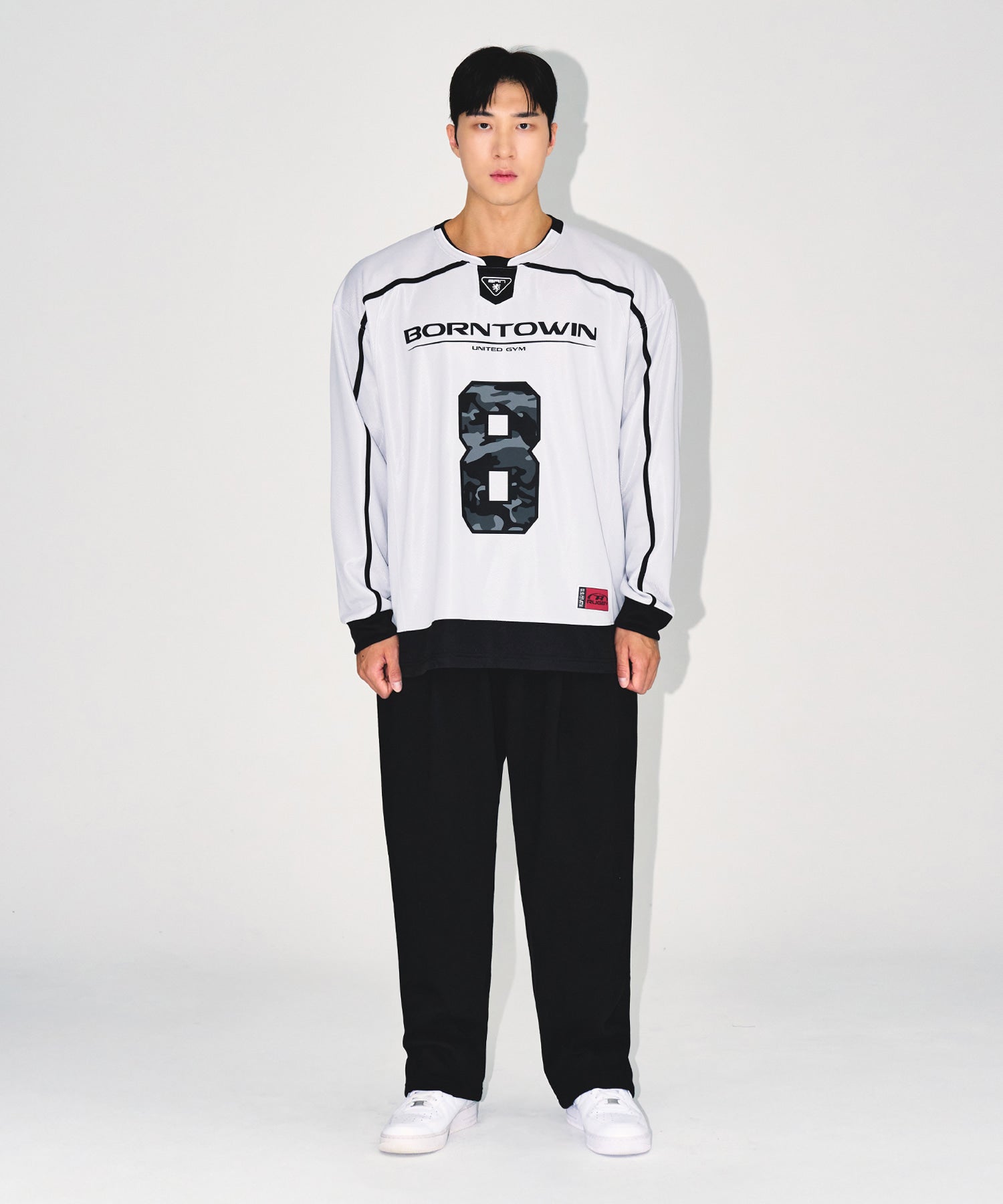 LINE TAPING RUGBY LONG SLEEVE [SILVER]