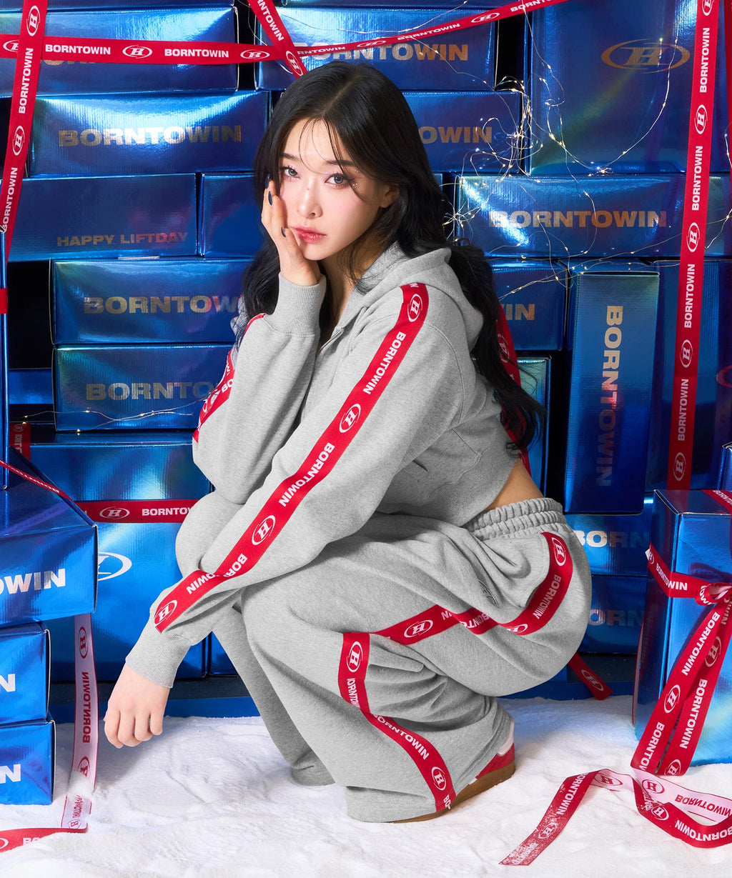 CHROME B RED LINE SEMI WIDE PANTS [MELANGE GRAY]