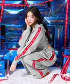 CHROME B RED LINE SEMI WIDE PANTS [MELANGE GRAY]