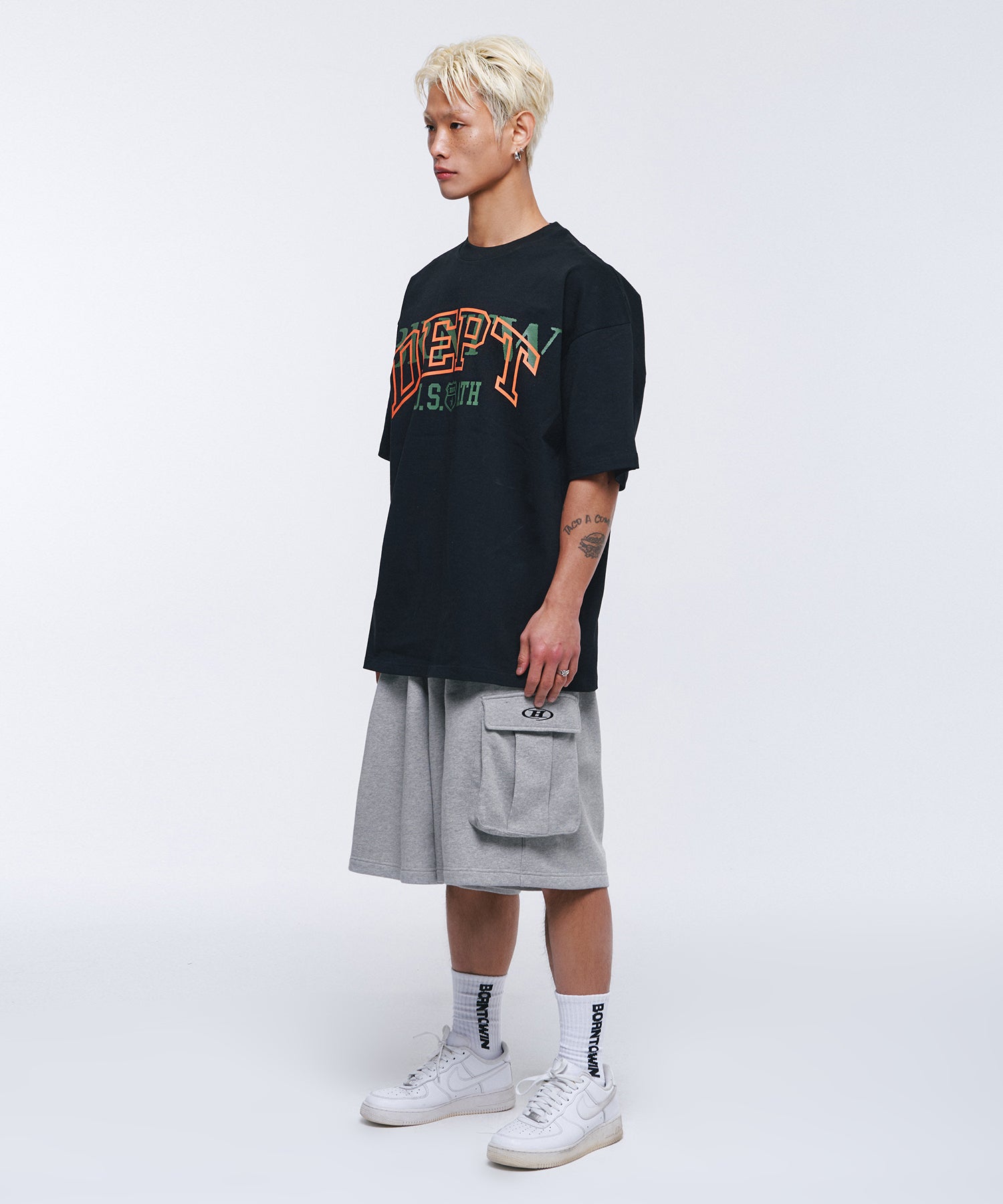 SYMBOL LOGO CARGO BERMUDA PANTS [MELANGE GREY] Secondary image