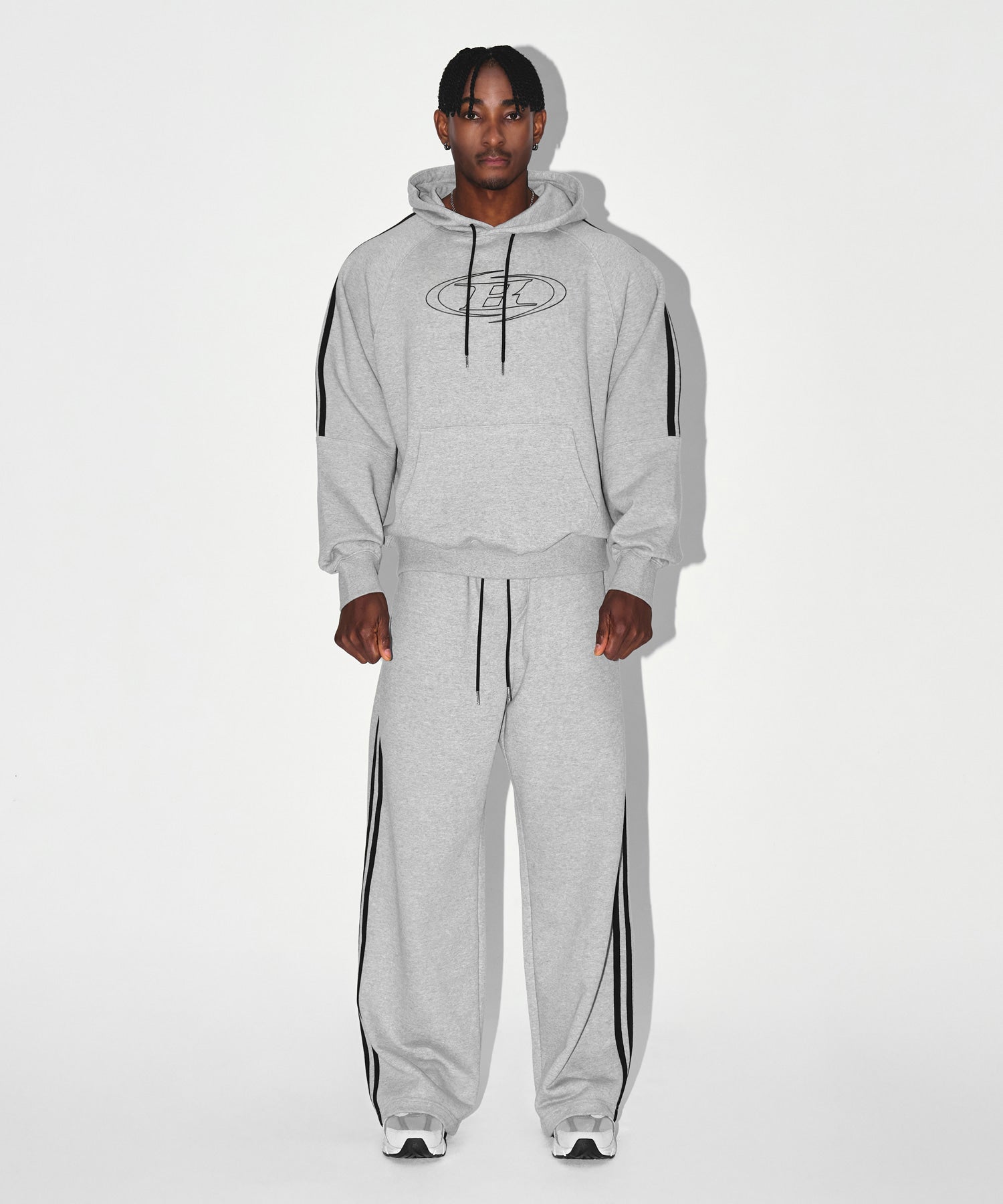 STROKE B TRACK LINE HOODIE [MELANGE GREY] Secondary image