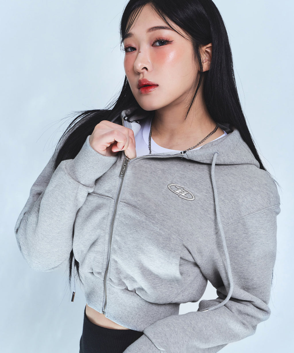 CHROME B CROP ZIP-UP HOODIE