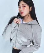 CHROME B CROP ZIP-UP HOODIE
