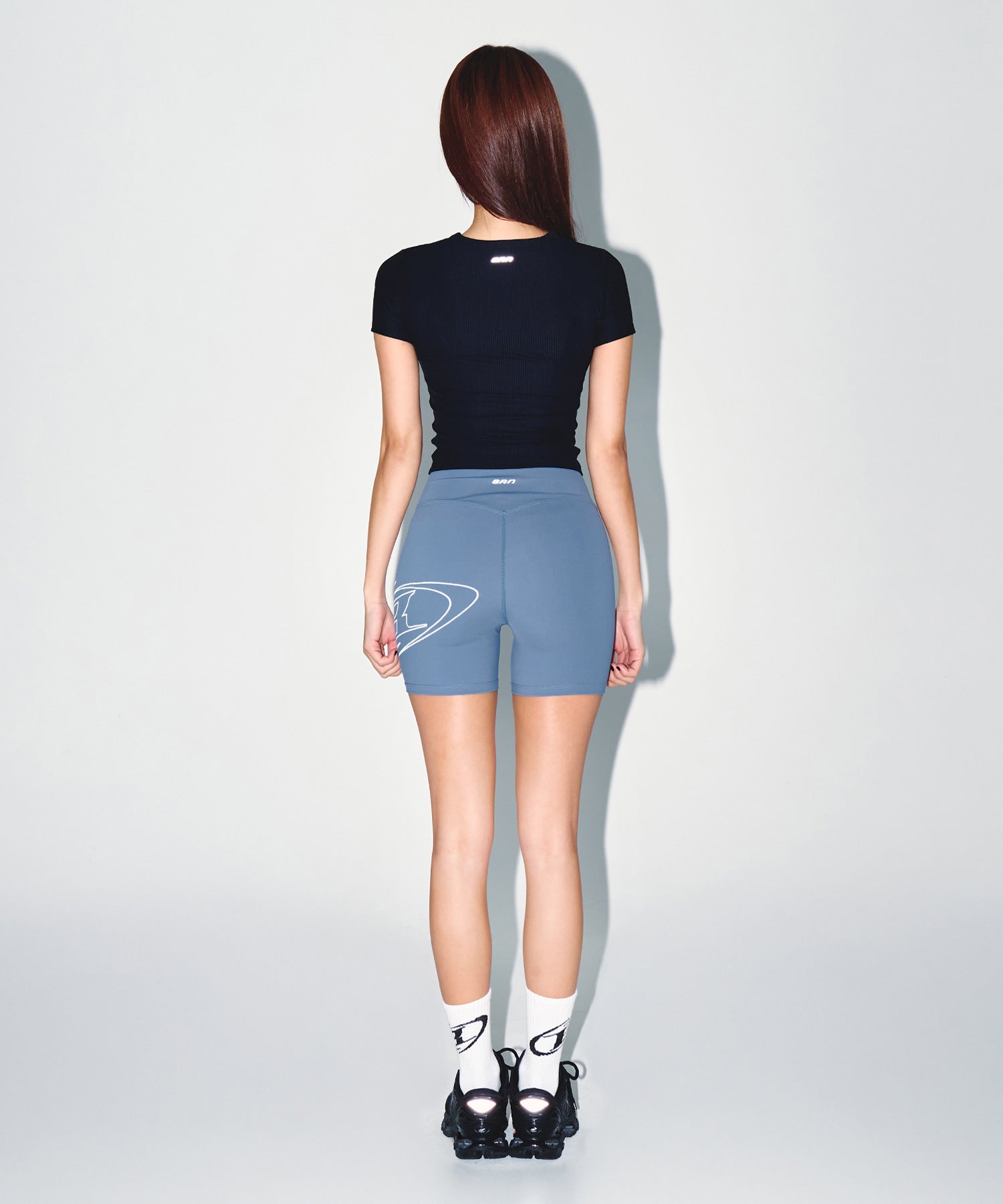 W FITNESS RIBBED T-SHIRTS [BLACK]