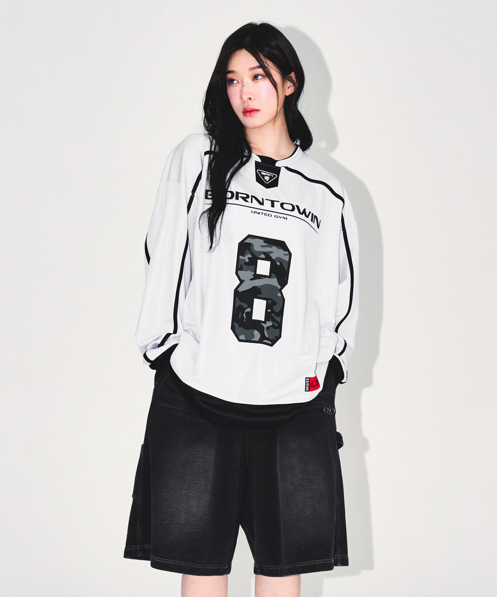 LINE TAPING RUGBY LONG SLEEVE [SILVER]