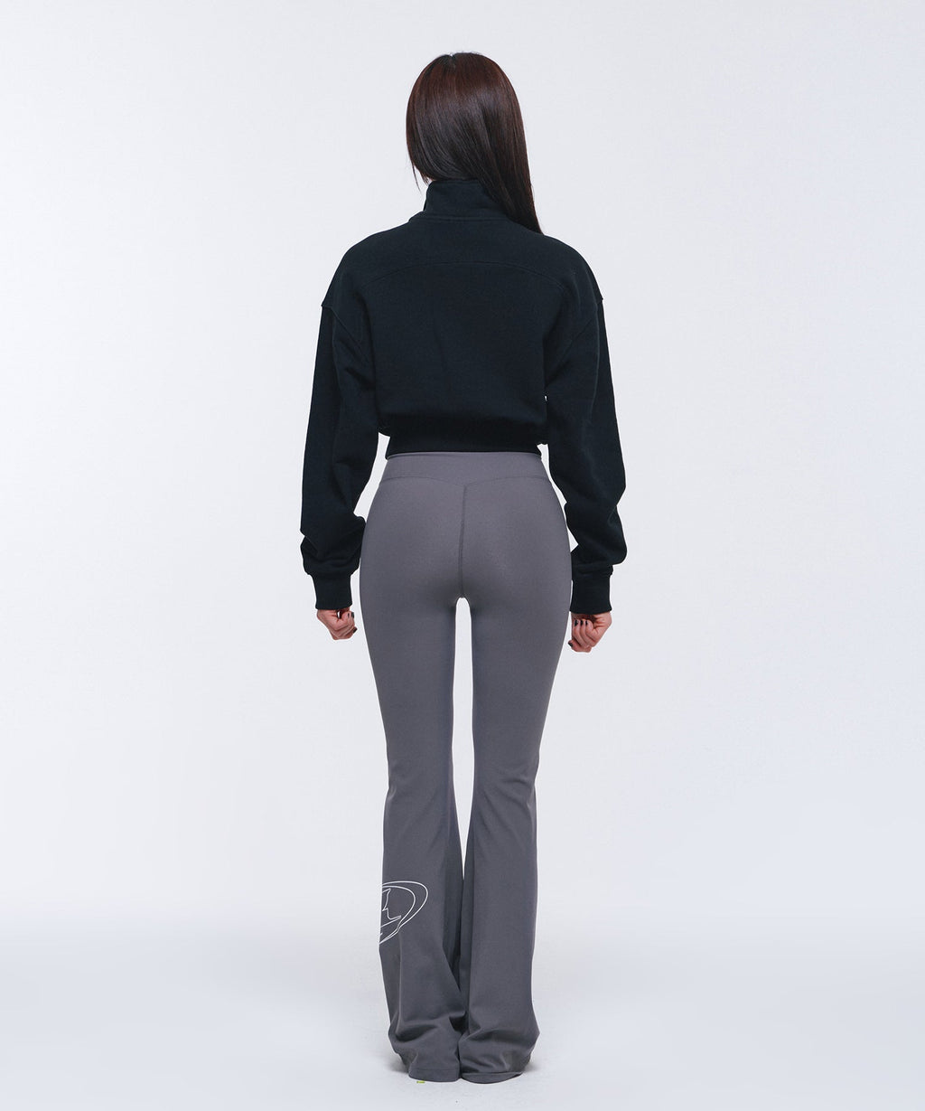 W SILVER B HALF ZIP UP SWEATSHIRTS [BLACK]