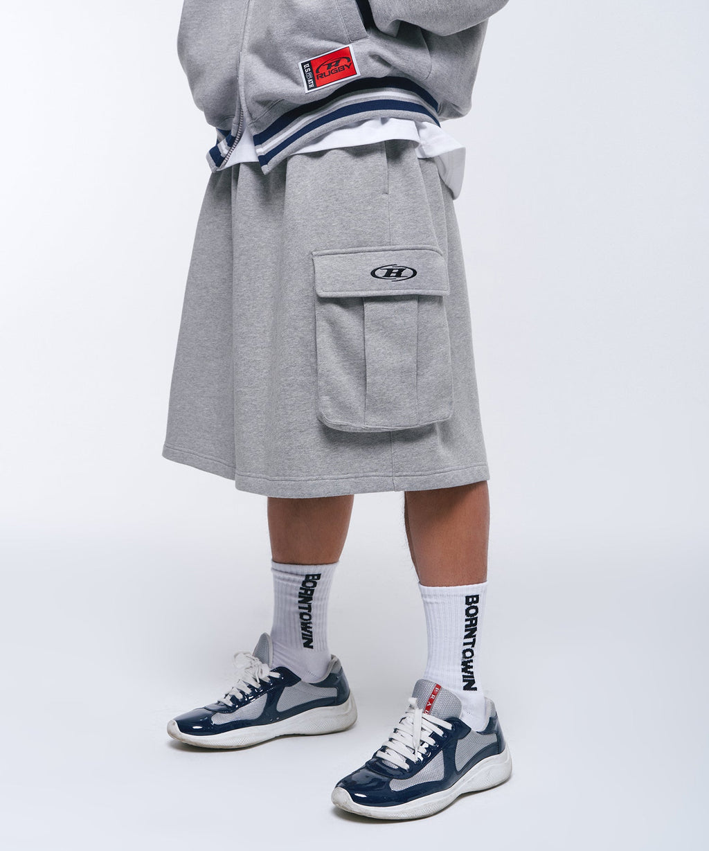 SYMBOL LOGO CARGO BERMUDA PANTS [MELANGE GREY]