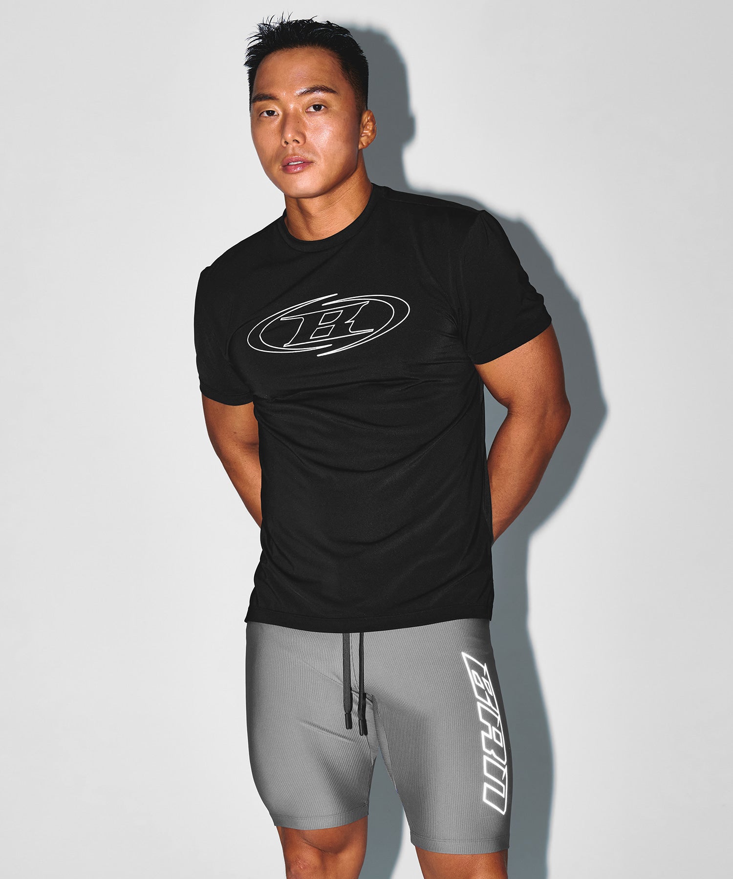 BRN SIDE LOGO SHORT LEGGINGS [CHARCOAL]