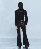 VELVET DENIM SLIM BOOTS CUT PANTS