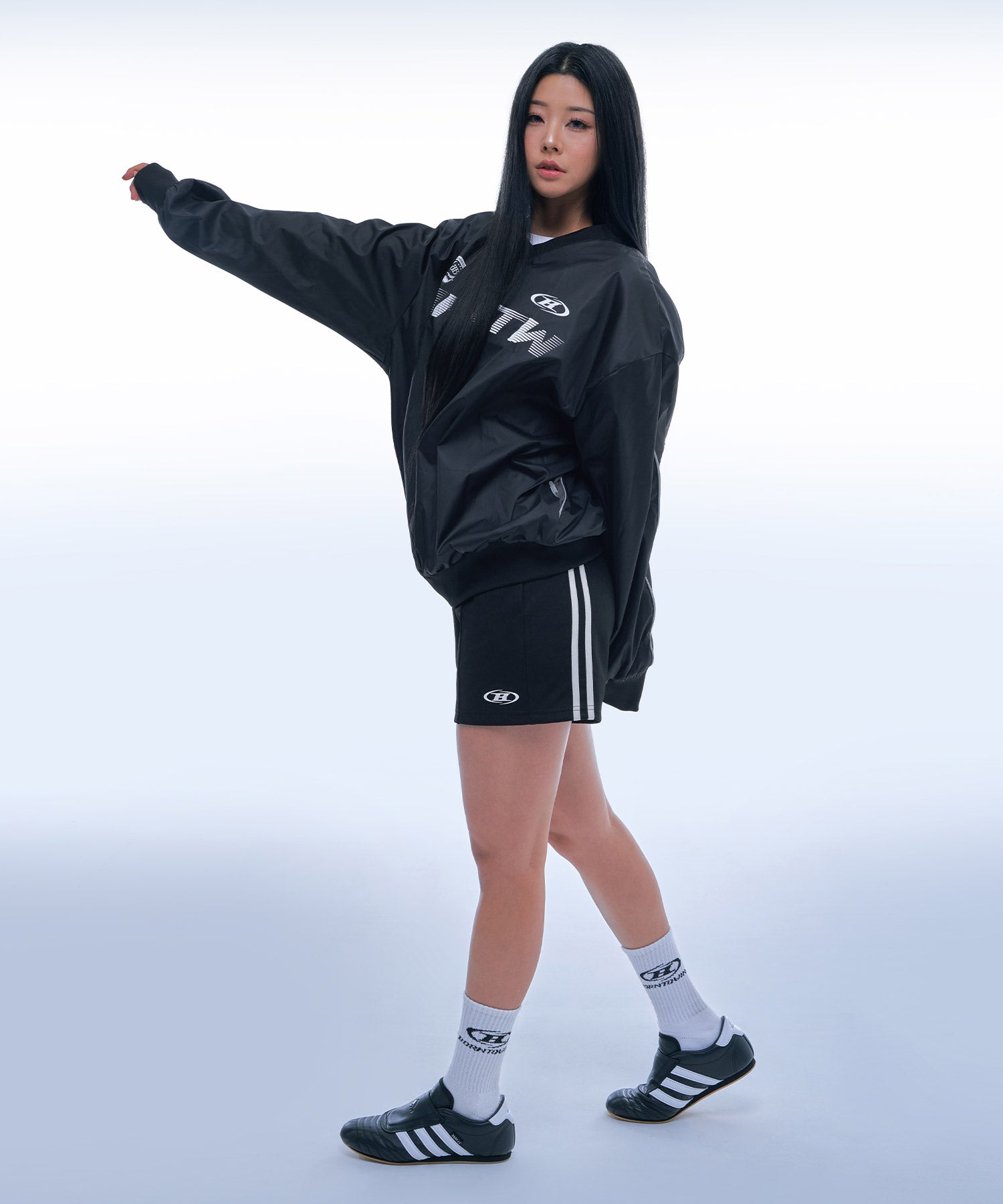 TRACK LINE PIN TUCK JERSEY SHORTS