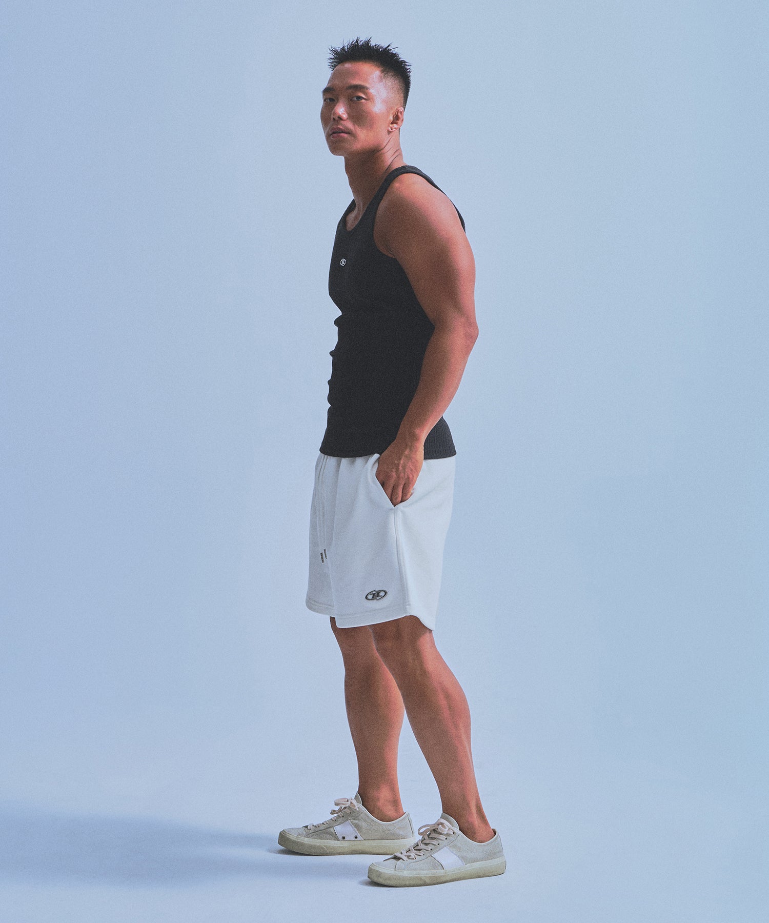 CHROME B HALF PANTS_SHORT VER [WHITE]