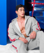 CHROME B RED LINE HOODIE ZIP-UP [MELANGE GRAY]