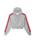 W CHROME B RED LINE CROP HOODIE ZIP UP [MELANGE GRAY]