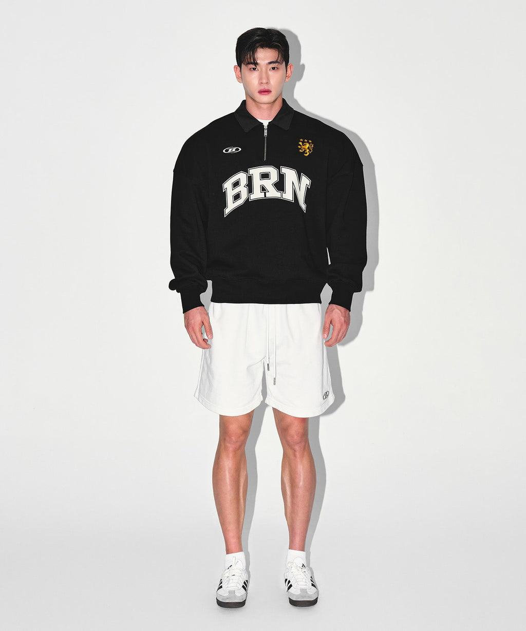 BRN ARCH HALF ZIP UP SWEATSHIRTS [BLACK]