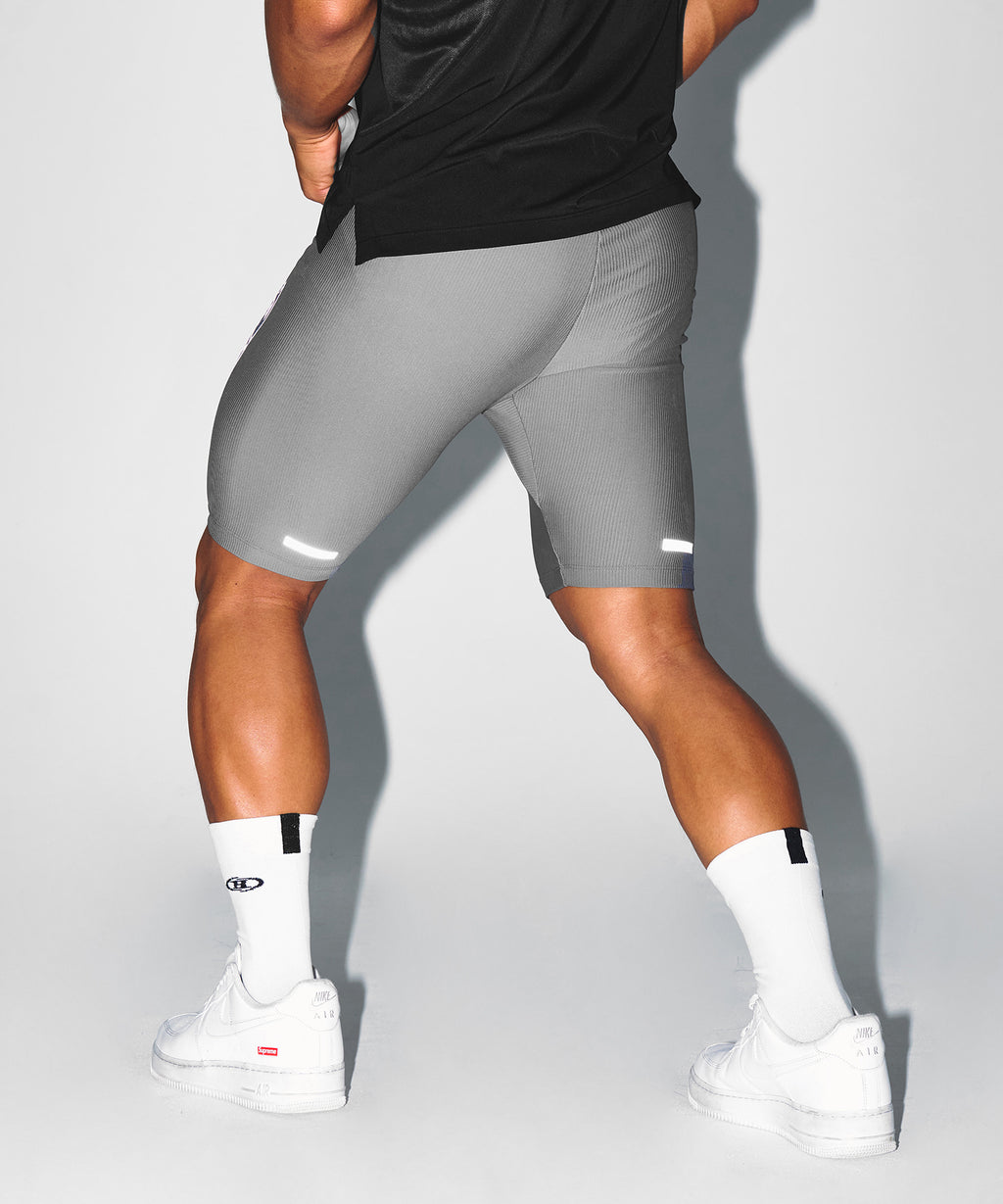 BRN SIDE LOGO SHORT LEGGINGS [CHARCOAL]