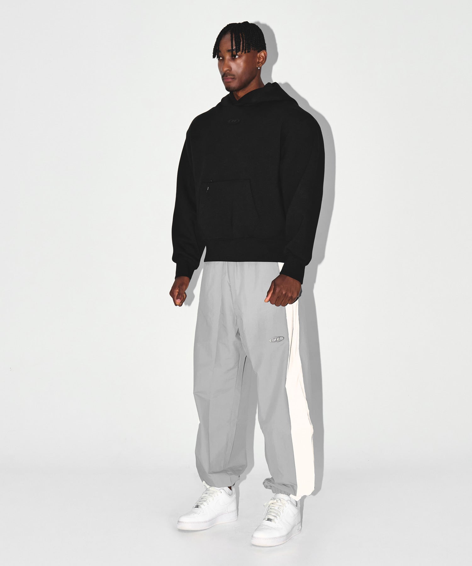 CHROME NYLON BLOCK PANTS [GREY]