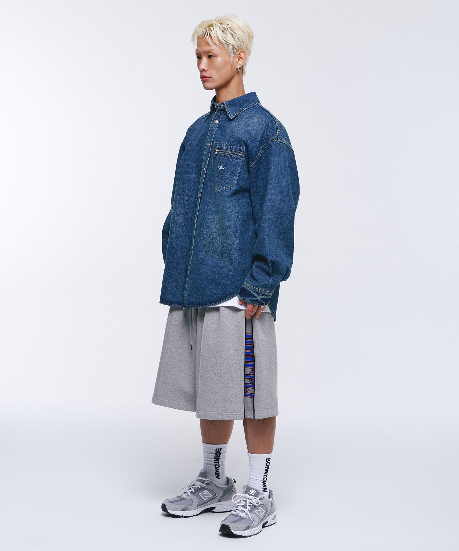 SIDE TWO TUCK BERMUDA PANTS [MELANGE GREY]