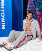 CHROME B RED LINE HOODIE ZIP-UP [MELANGE GRAY]