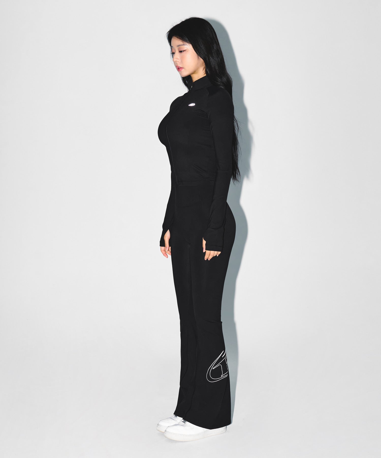 W COMPRESSION FULL ZIP UP JACKET [BLACK]