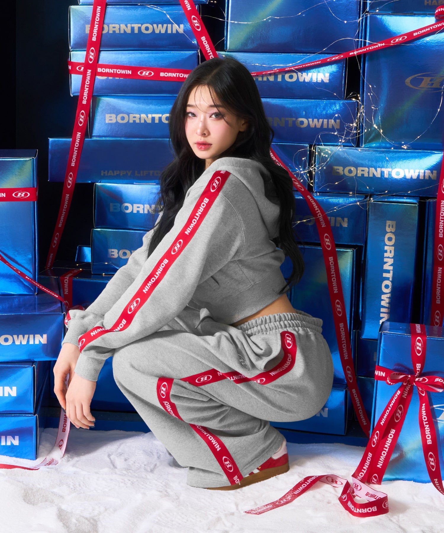 CHROME B RED LINE SEMI WIDE PANTS [MELANGE GRAY]