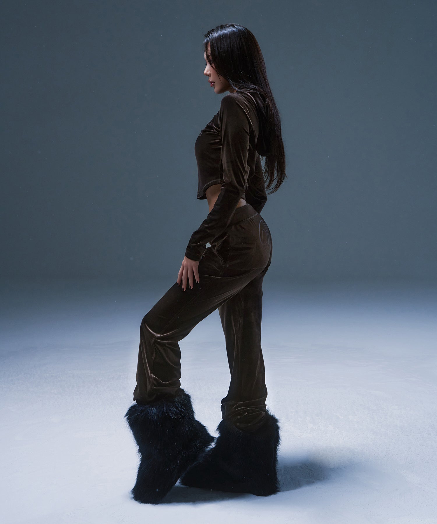 W DOUBLE B VELVET BOOTS CUT PANTS [BLACK]