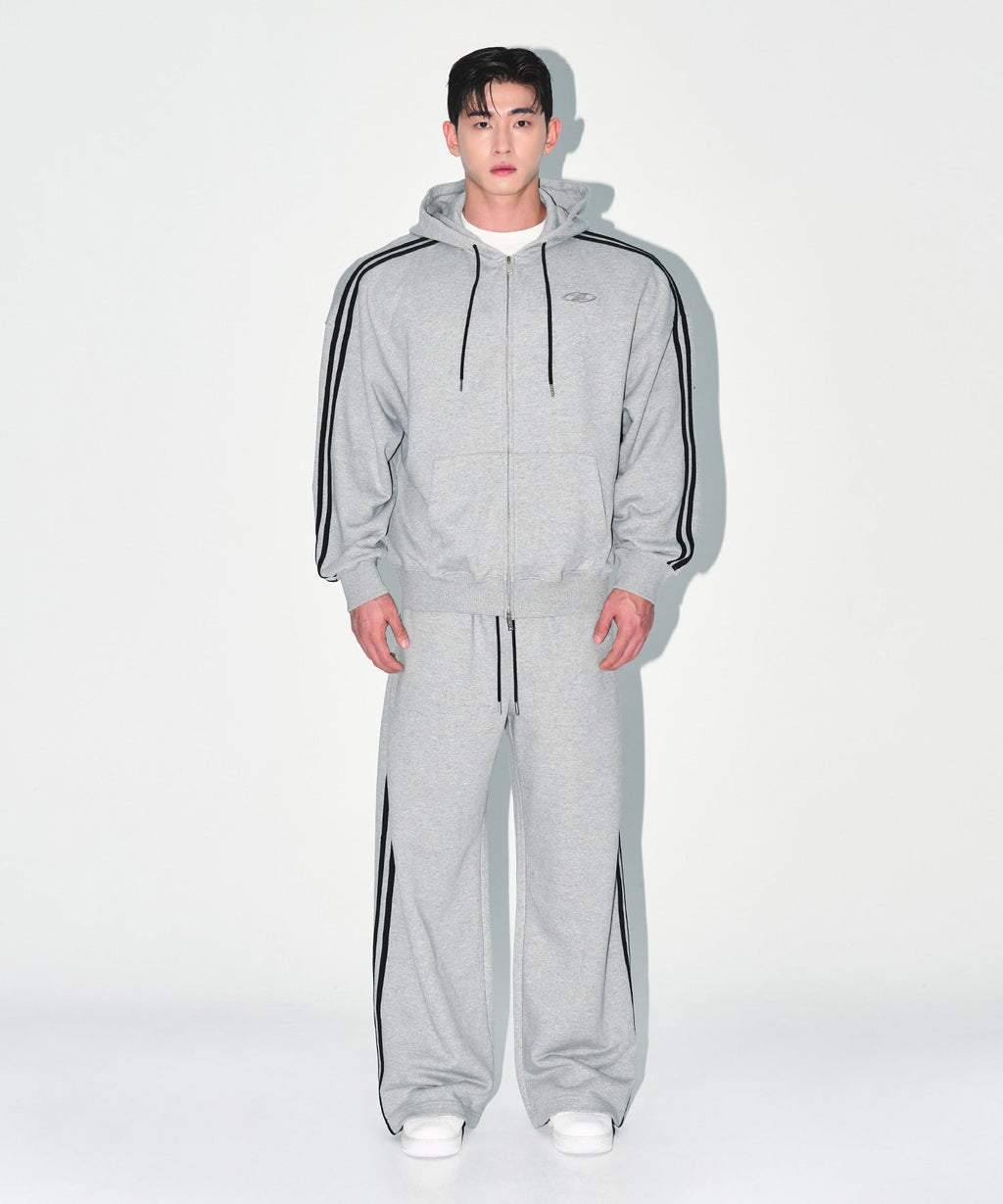 CHROME B TRACK LINE SEMI WIDE PANTS [MELANGE GREY]