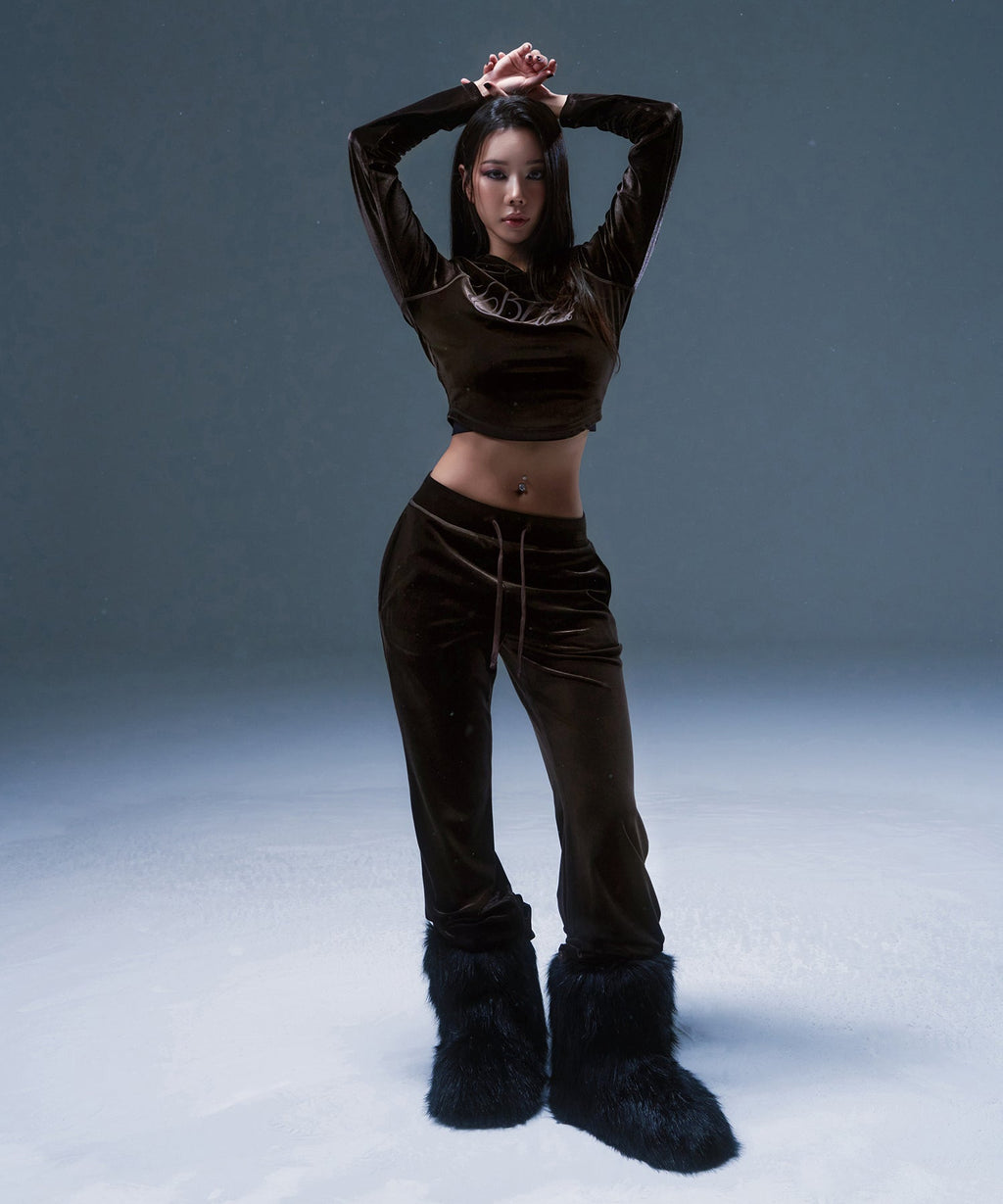 W DOUBLE B VELVET BOOTS CUT PANTS [BLACK]