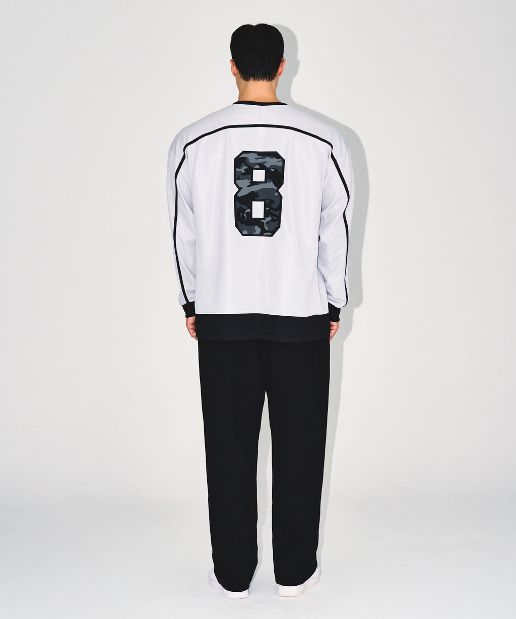 LINE TAPING RUGBY LONG SLEEVE [SILVER]