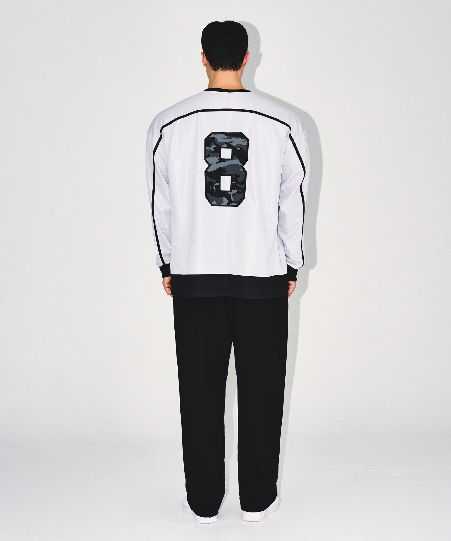 LINE TAPING RUGBY LONG SLEEVE [SILVER]