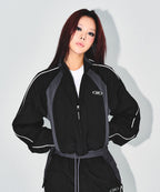 W NYLON BLOCK JACKET [BLACK]