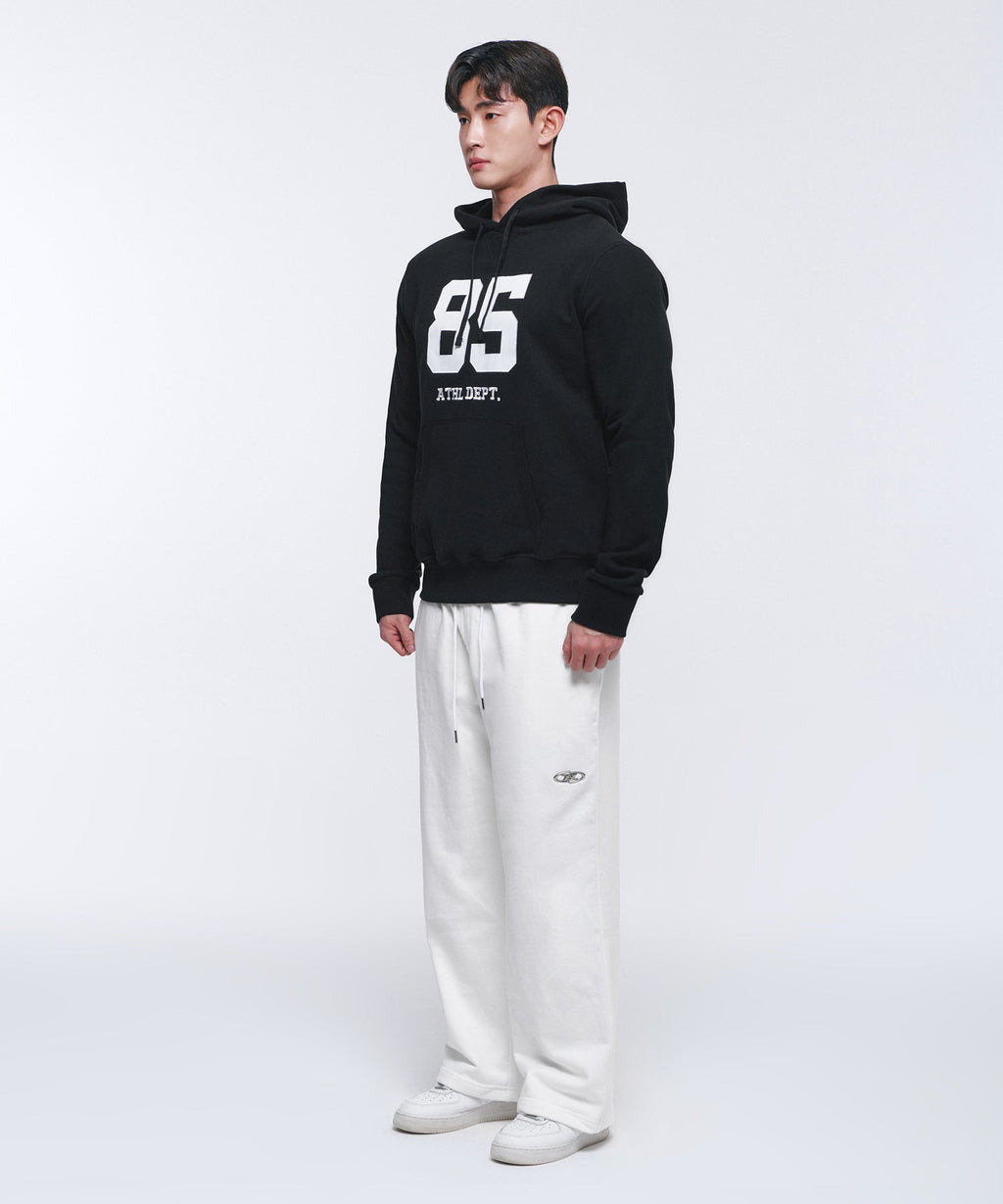 85 APPLIQUE MUSCLE FIT HOODIE [BLACK]