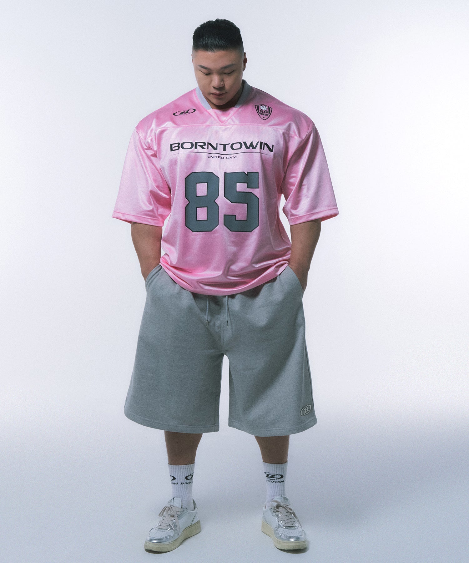 CHROME B LOGO HALF PANTS LONG VER [MELANGE GREY]