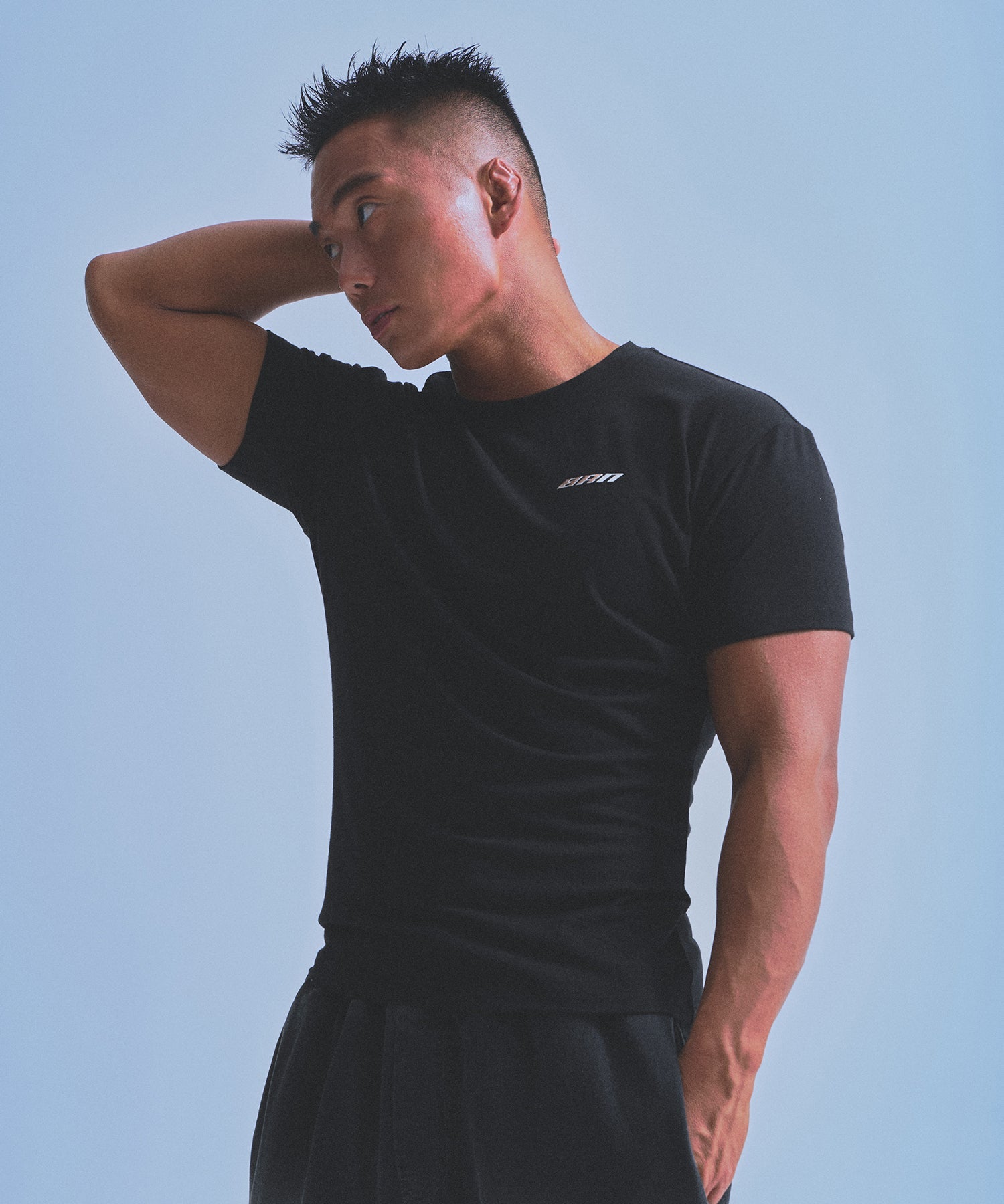 SILVER BRN MUSCLE FIT T-SHIRTS [BLACK]