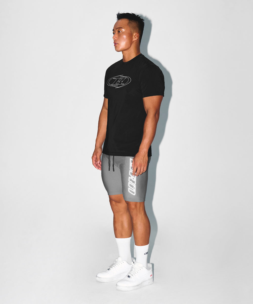 BRN SIDE LOGO SHORT LEGGINGS [CHARCOAL]