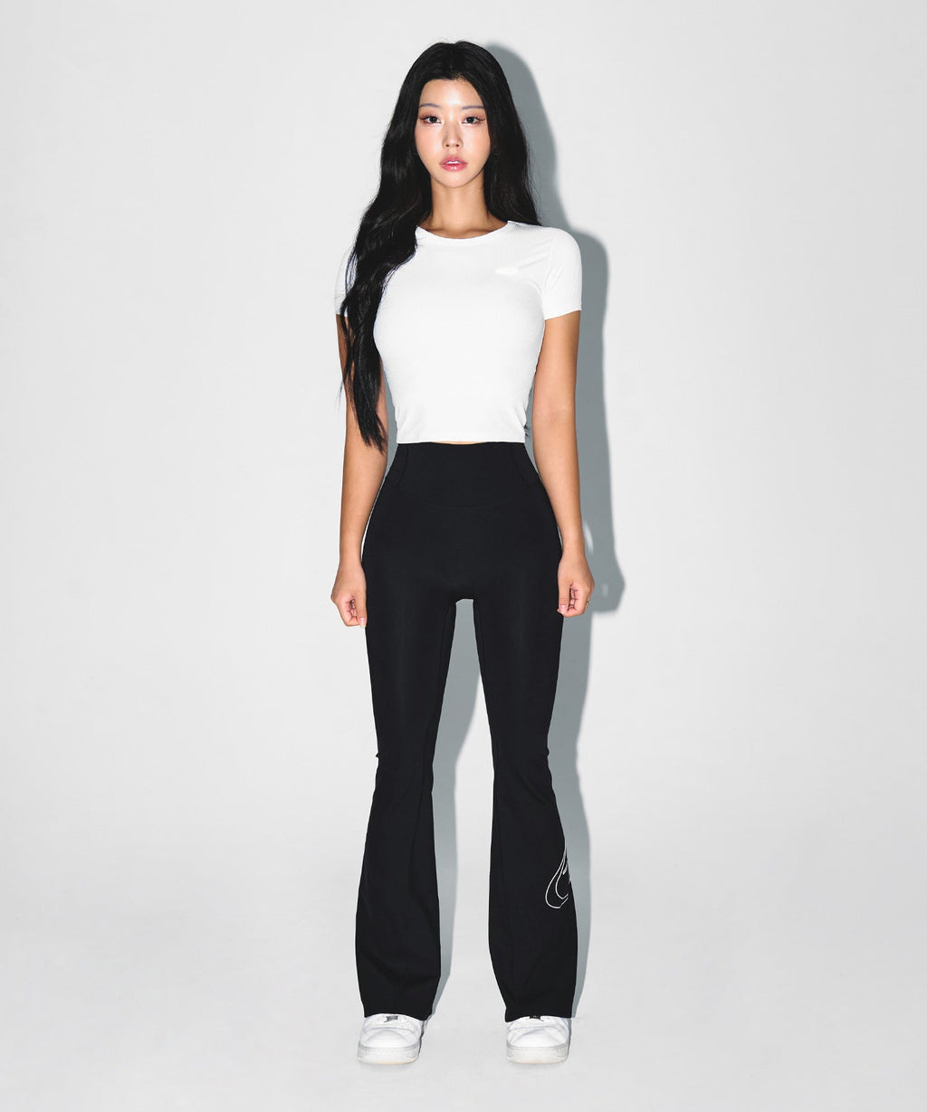 W STROKE B FLEECE BOOTS CUT LEGGINGS [BLACK]