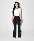 W STROKE B FLEECE BOOTS CUT LEGGINGS [BLACK]