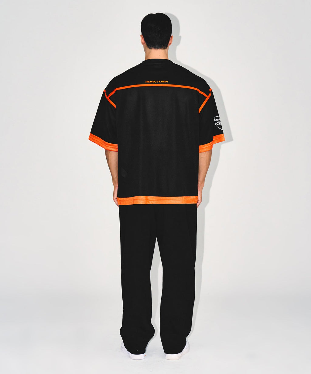 CHROME B SEMI WIDE PANTS [BLACK]