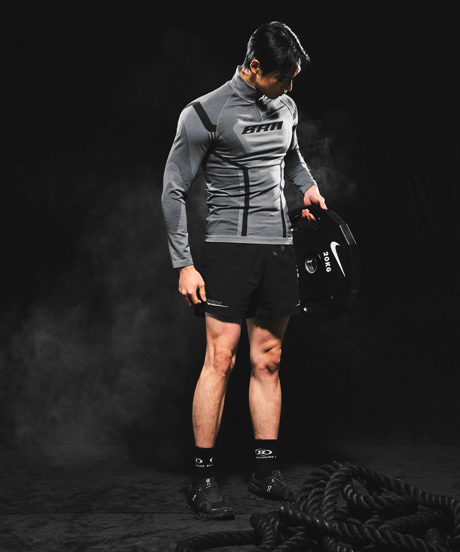 BRN ECLIPSE SEAMLESS HALF ZIP UP LONG SLEEVE [CHARCOAL]